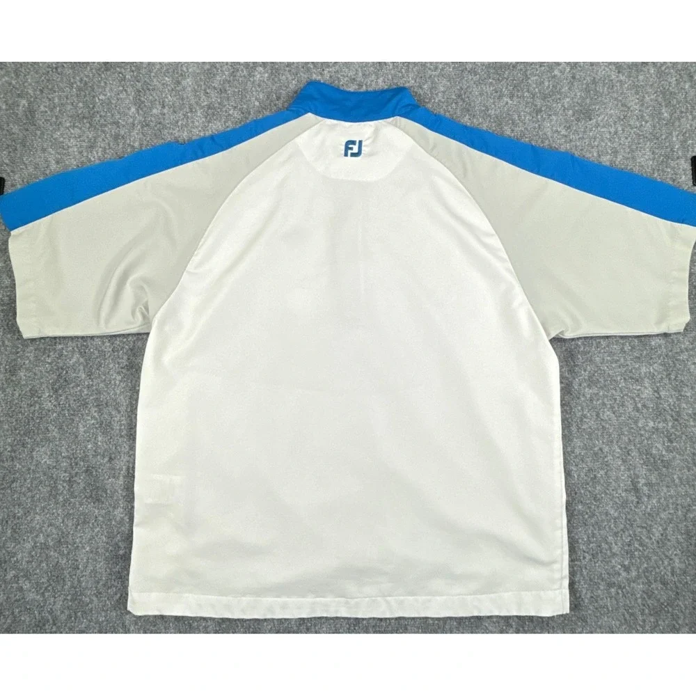 FootJoy Mens Large White Golf Windbreaker Pullover Quarter Zip Short Sleeve